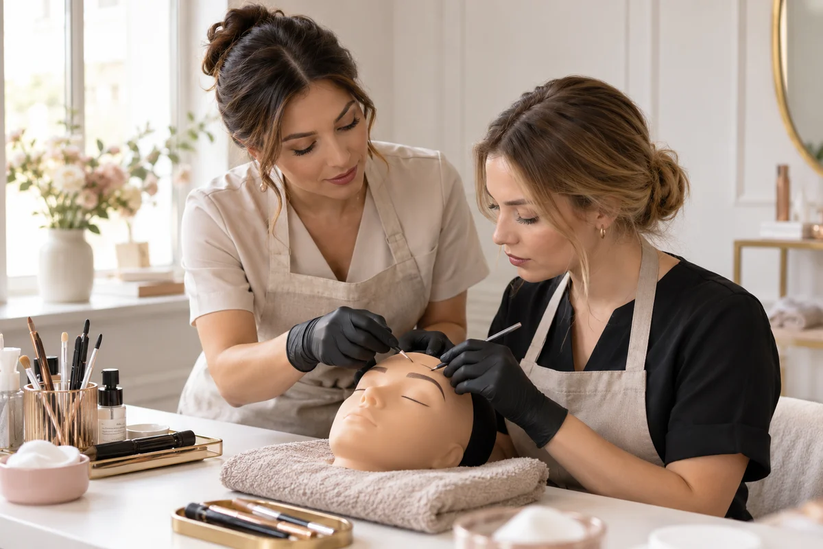 Illustrative 1:1 Beauty-Schulung mit Übungskopf